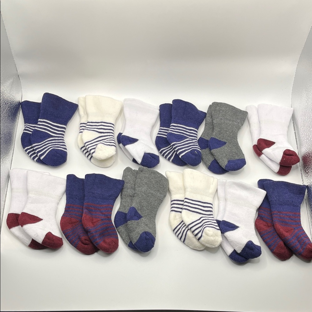 Cozy‎ Baby Socks Set - Blue, Gray, and White